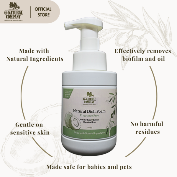 Natural Dish Foam (Fragrance Free) - Image 3